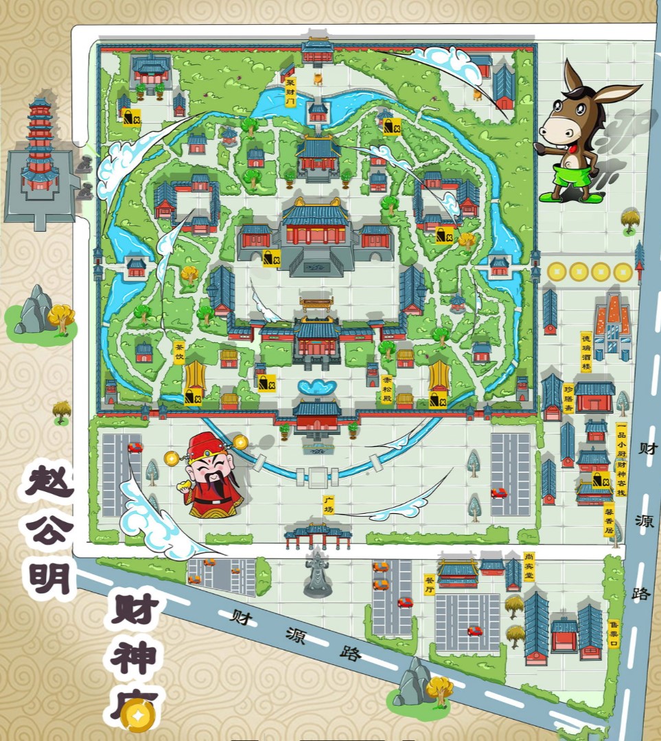 惠农寺庙类手绘地图